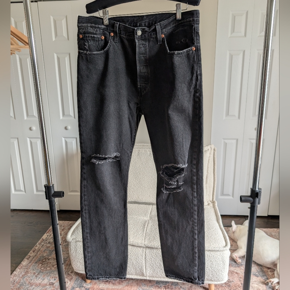 Levi's 501 Black Distressed Jeans Size W 32 X L 32